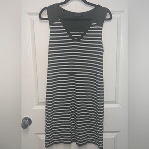 Banana Republic Black and White Striped Midi Dress